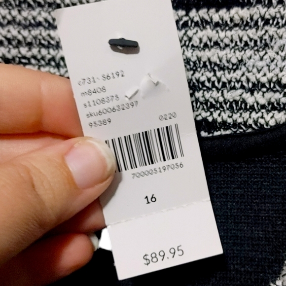 Lane Bryant Black White Tweed Peplum Open Front Blazer Women's Plus Size 16 NWT - Picture 8 of 11